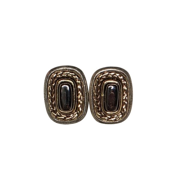 Vintage Liz Claiborne Oval Rope Clip-On Earrings - Picture 1 of 3